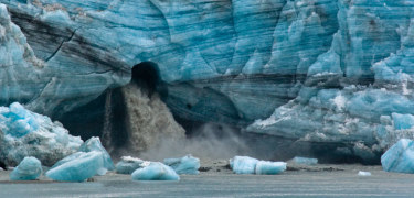 water gushing out of the face of Lamplugh Glacier-photo by L. Wilson